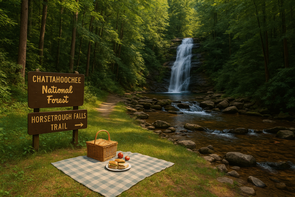 Waterfall-view picnic flat Horsetrough Falls Helen GA